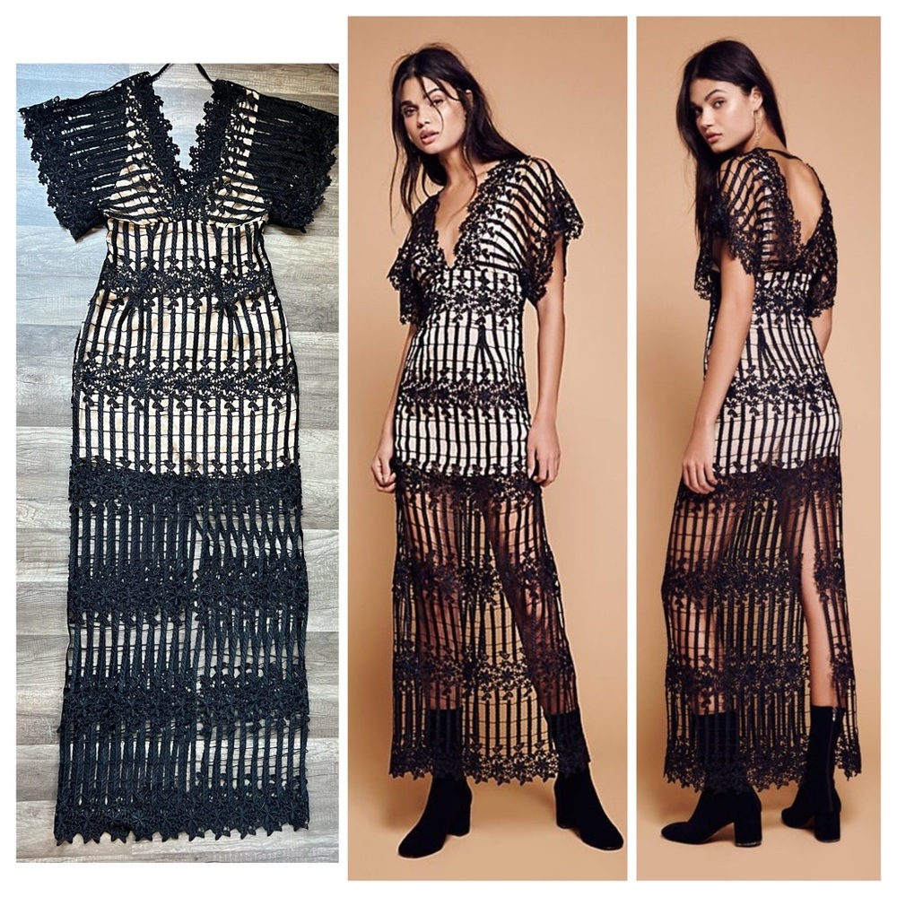 Free People Night Whispers Lace Maxi Dress